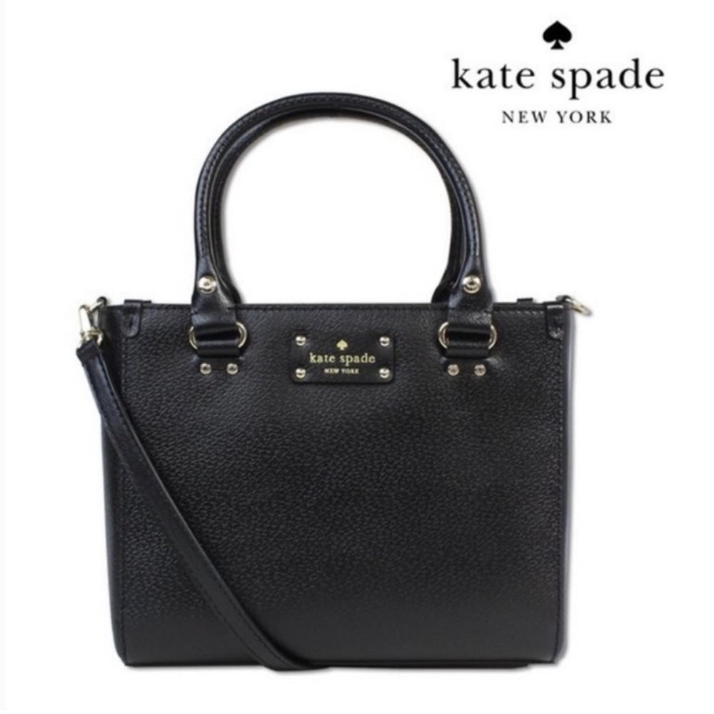 Kate Spade Wellesley Quinn Black Leather Satchel Bag Crossbody Small Medium
